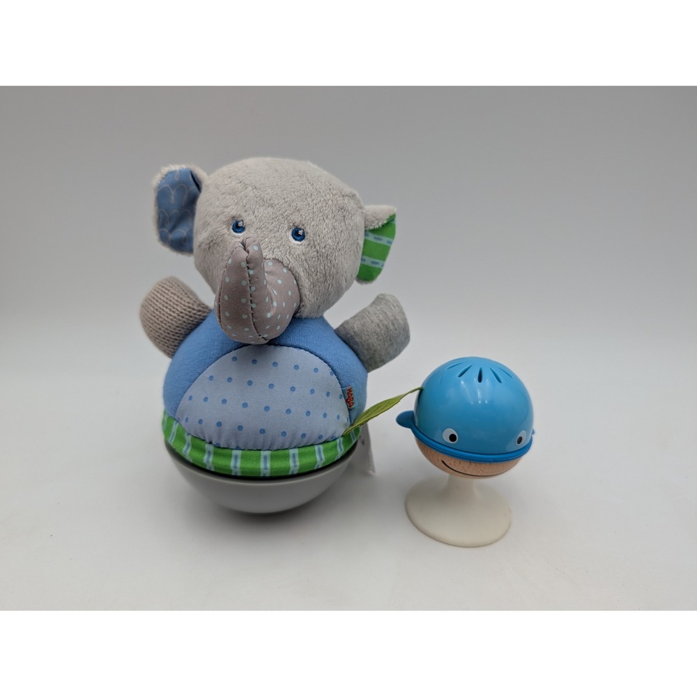 Haba Chiming Elephant Plush Toy Roly Chime Put‎ Stay Rattle Lot